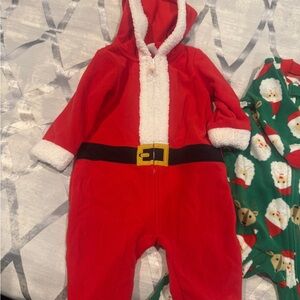 Three Carters Christmas Onesies and Santa Shoes for $8